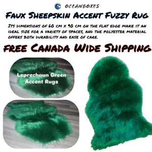 NEW Green Faux Fur Sheepskin Rug Floor Carpet Soft 60cm x 90cm - Picture 1 of 16