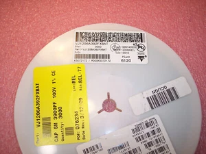 QTY (3000) 3900pf 100V 1% COG 1206 SMD CERAMIC MLCC VJ1206A392FXBAT VISHAY ROHS - Picture 1 of 1