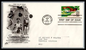 US FDC # C107 40c Olympics ,Swimming ArtCraft Addressed 1983, 9p1007 - Picture 1 of 1