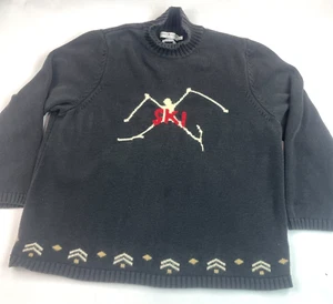 Vintage Tommy Hilfiger Ski Sweater Womens 3X Mock Turtleneck Pullover Black Y2K - Picture 1 of 15