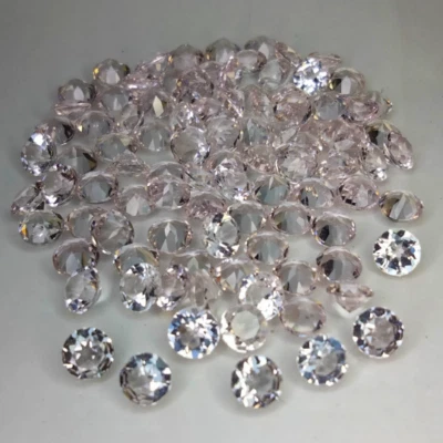 21.91 CTS Peach pink morganite lot 4mm round 97pcs loose gemstones "see video " - Image 1 of 2