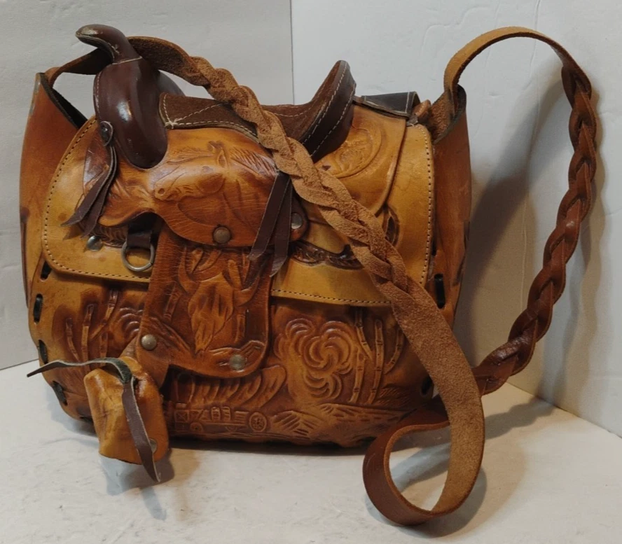 Bolso de Hombro Bolso de Cuero Hecho a Mano Vintage Hecho en México Foto 1 de 4