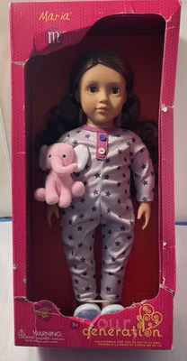 Nuestra Generación 18” Fiesta de Pijamas María Muñeca Pijama Elefante Pelo Marrón Ojos Nuevo Foto 1 de 4