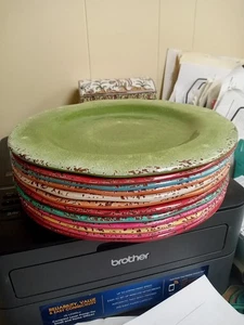 Pier 1 CARMELO Piatti da Pranzo 11" Melamina Crackle (Set di 12) Colori Assortiti - Foto 1 di 9