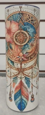 Copo reto 20 oz Southwestern Design fundo antiderrapante canudo e escova de metal - Imagem 1 de 2