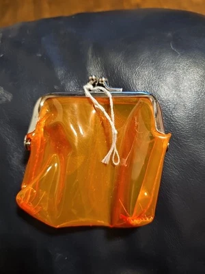 小号霓虹橙色硬币钱包塑料 - 3.5 英寸 — 第 1/3 张图片