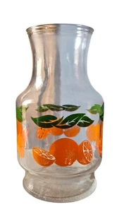 VTG Anchor Hocking Orange Juice Carafe/ Glass Pitcher Without Lid Great Graphics - Picture 1 of 7
