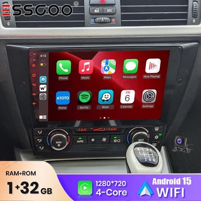 Estéreo de coche 9" Android 15 para BMW Serie 3 E90-E93 2005-2013 Apple Carplay FM+CAM Foto 1 de 4