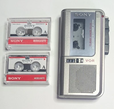 Grabadora Micro Cassette Sony M-570V Voz Transparente ANTES Probada ¡Funciona! Plus 2 cintas Foto 1 de 4