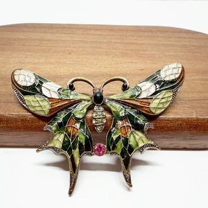Vintage Enamel Rhinestone Butterfly Brooch  - Picture 1 of 5