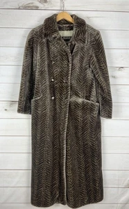 Abrigo Monterey Fashions Mujer Pequeño Marrón Imitación Piel Largo Mob Esposa Hecho en EE. UU. - Imagen 1 de 11