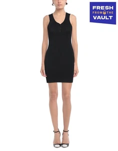 RRP €230 JOHN RICHMOND Bodycon Dress Size L Lightweight Black Knitted Ribbed - Picture 1 of 5