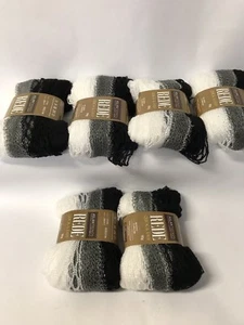 Aslan Trends  Rede Scarf Yarn Ruffle Black/Gray/White Metallic Lot of 6 Nice! - Picture 1 of 3