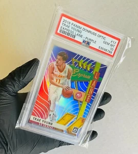 2019-20 Donruss Optic Trae Young Express Lane PURPLE HOLO #17 PSA 10 - POP 65 - Picture 1 of 5
