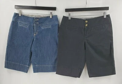 LOTE Madison Mujer Bermudas Pantalones Cortos Negros Denim Frente Plano Algodón Elástico Talla 6  Foto 1 de 4