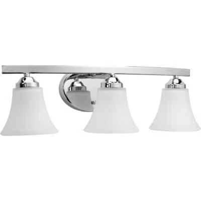 Progress Lighting Adorn 3-Light Polished Chrome Etched Glass Bath Vanity - Image 1 of 4