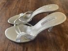 Charles David Metallic Silver Strappy Sandal 3.5 inch High Heels, Women's Size 8