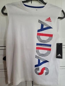 Boys Kids Youth Adidas Tank Top NEW White Size XL 18/20 - Picture 1 of 1