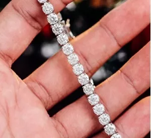 Certified Lab Grown/CVD Diamond Tennis Bracelet With 925 Sterling Silver - Picture 1 of 12