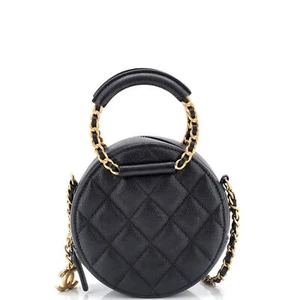 Chanel In The Loop Round Clutch with Chain Quilted Caviar Mini - Picture 1 of 8