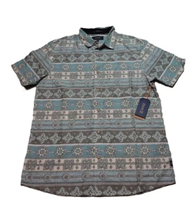 Roark Darna Woven Button-Up Short Sleeve Shirt Size Medium Ligh Blue Beach NWT - Picture 1 of 11