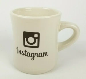 Instagram Logo Coffee Cup Diner Style Thick Mug Heavy Off White Brown IG - Picture 1 of 9