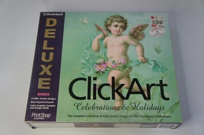 PC Big Box Broderbund Deluxe PrintShop Essentials ClickArt Celebrations Holidays - Image 1 of 4