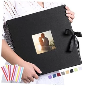 Scrapbook Photo Album with Corner Stickers 12x12 inches DIY 12" x 12" Black - Picture 1 of 7
