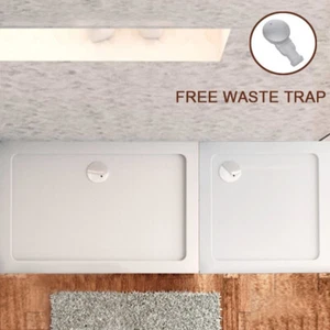 Shower Tray Enclosure Square Rectangle Stone Tray Free Slimline Waste Trap - Picture 1 of 50