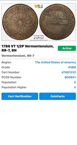 1786 Vermont Landscape Copper VERMONTENSIUM RR-7 PCGS VF Details Cert#47481332 Cover