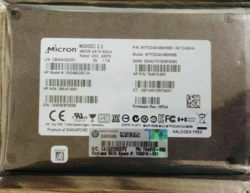MICRON M500DC 480GB SSD MTFDDAK480MBB VK0480GEFJH SATA HPG4 Solid State Drive. - Image 1 of 1
