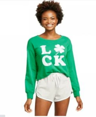 Conjunto Pantalones Cortos Pijama Grayson Threads Día de San Patricio Suerte Trébol Verde Talla M Foto 1 de 4