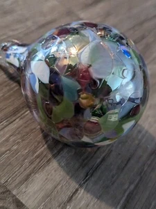 Christmas Tear Drop Ornament Carnival Art Blown Glass Eye Studio Bauble Mosaic - Picture 1 of 11