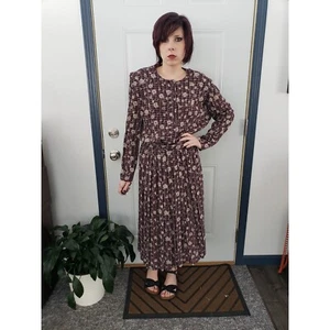 Vintage 90s Purple Floral Print Maxi Dress with Belt - Picture 1 of 4