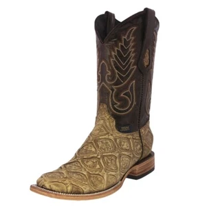 Botas de Vaquero Para Hombre Western Patrón Pirarucu Arena Cuero Puntera Cuadrada Vaquero Bota - Imagen 1 de 5