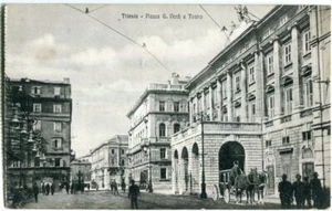 AK TRIESTE /TRIEST Piazza G. Verdi e Teatro, Bank, Pferdekutsche um 1907 - Bild 1 von 1