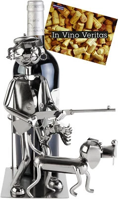 Portabottiglie Vino Cacciatore con Cane da Caccia Porta Bottiglie in Metallo - Immagine 1 di 4