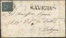 Romagne - lettera da Ravenna per Bologna - 3 Baj (N° 4) - cert. Raybaudi 7/1211