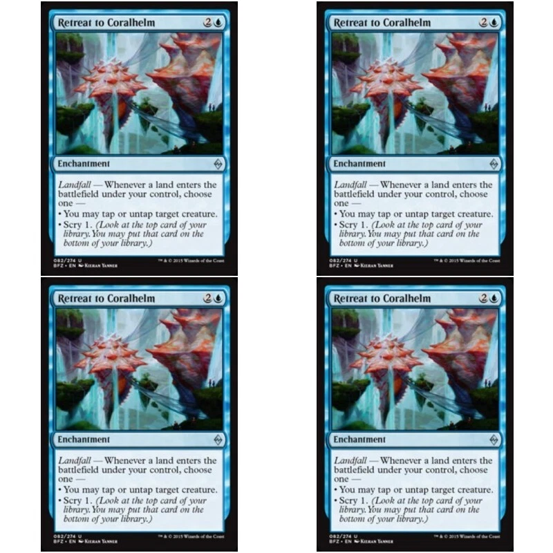 4 x RETREAT TO CORALHELM NM Battle of Zendikar mtg Blue - Enchantment Unc - Image 1 of 1