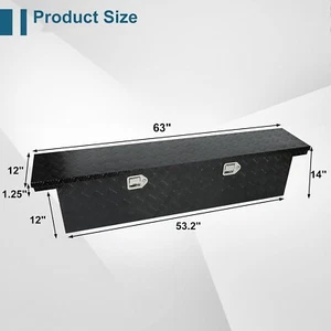 Aluminum 63"X12"X14" Heavy Duty Pickup Truck Bed Tool Box Trailer Storage + Lock - Picture 1 of 5