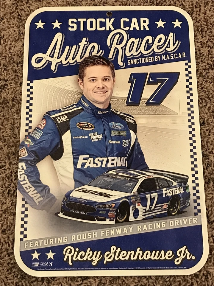 Letrero de cueva Ricky Stenhouse Jr. Fastenal #17 NASCAR pared garaje hombre Foto 1 de 2
