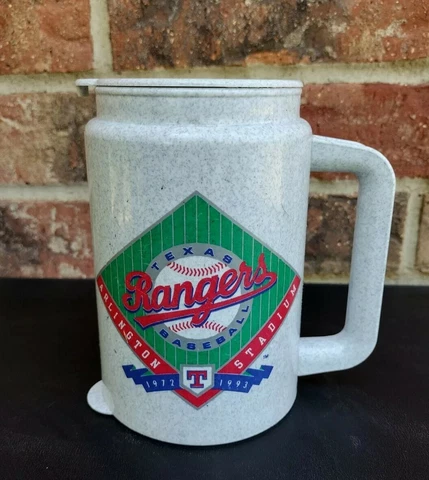 Vintage 1993 Budweiser Texas Rangers Arlington Stadium Mug Cup reusable Cover