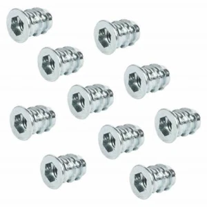 10 pack Screw in threaded sleeve M8 x 15mm with rim Zinc plated C143 - Picture 1 of 2