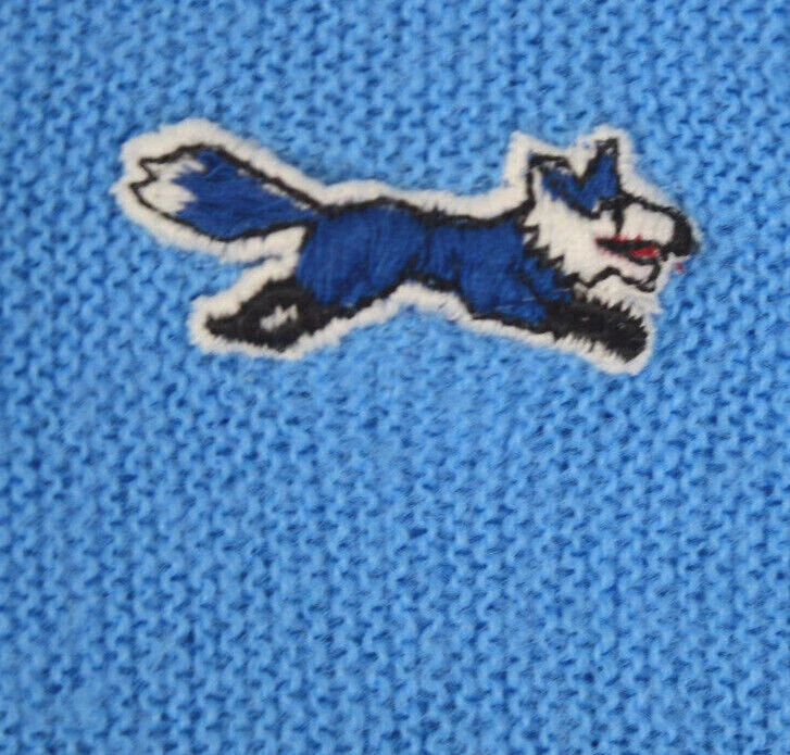 Suéter Vintage JCPenney El Zorro Talla M Años 70 80 Azul Cuello en V Cobain Especial Foto 1 de 4