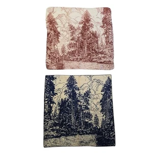 Lot Of 2 Vintage Handkerchiefs The North Woods Woodland Theme Made 1960's - Picture 1 of 4