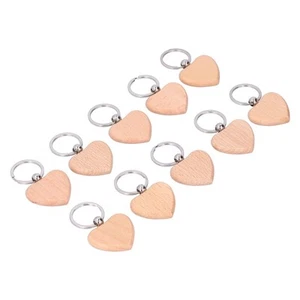 10 Pack Light Weight Heart Shaped Wooden Key Chains Easy To Write And Engrave - Photo 1 sur 12