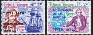 Französisch-Polynesien Briefmarke C166-C167 - Captain Cook's Death Bic - Bild 1 von 1