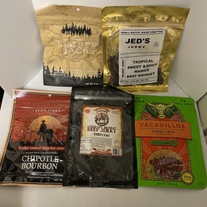 Lot Of 5 Jed’s Jerky Vacadillos Beef Jerky Chili Lime Teriyaki Chipotle Hickory - Picture 1 of 10