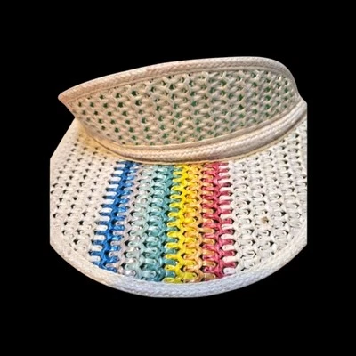 Винтажная соломенная пластиковая шляпа с солнцезащитным козырьком радужная шляпа 70-е 80-е - Изображение 1 из 4