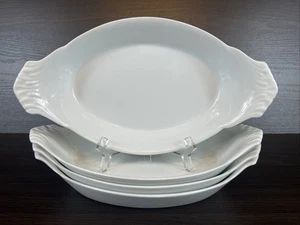 4 Beautiful White Porcelain Oval Handled 10 1/4” Au Gratin Dishes - Picture 1 of 11